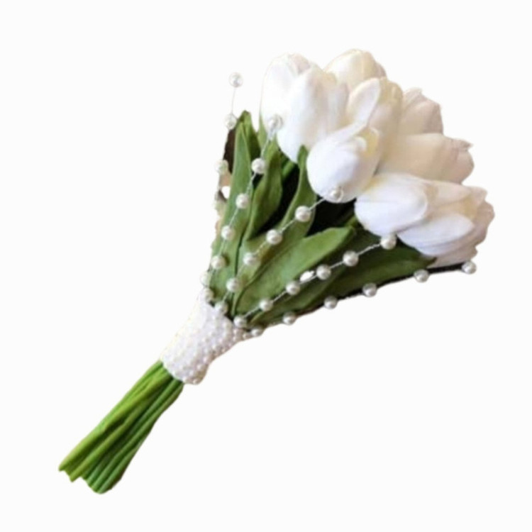 دسته گل مصنوعی مدل لاله مرواریدی عروس کد 001